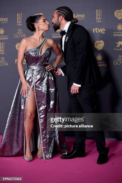 Valladolid, Spain; .- The singer India Martinez and Ismael Vázquez on the red carpet of the Goya Awards. Characters on the Red Carpet of the Goya...