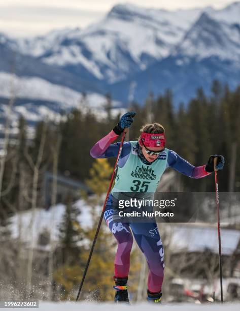 Alayna Sonnesyn of USA competes during the qualification round of Women's 1.3km Sprint race at the COOP FIS Cross Country World Cup, on February 10...