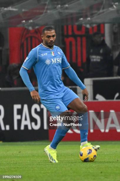 Juan Jesus of SSC Napoli is playing during the Italian Serie A football match between AC Milan and SSC Napoli at the Giuseppe Meazza San Siro Stadium...
