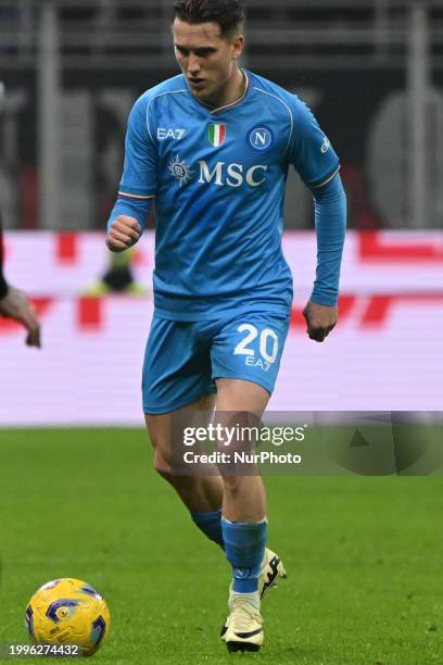 Piotr Zielinski of SSC Napoli is playing during the Italian Serie A football match between AC Milan and SSC Napoli at the Giuseppe Meazza San Siro...