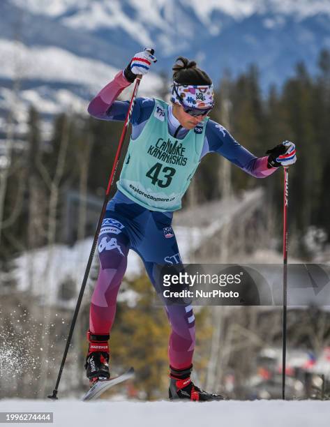 Renae Anderson of USA competes during the qualification round of Women's 1.3km Sprint race at the COOP FIS Cross Country World Cup, on February 10 in...