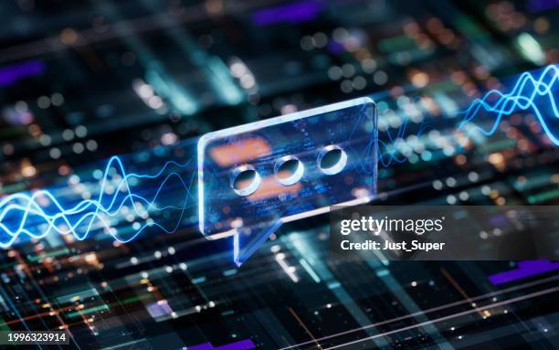 ai artificial intelligence chatbot, human conversation with technology, natural language processing - assistente-virtual imagens e fotografias de stock