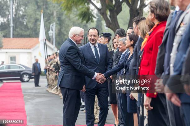 President Frank-Walter Steinmeier is greeting members of the Cypriot delegation in Nicosia, Cyprus, on February 12, 2024. This marks the first visit...