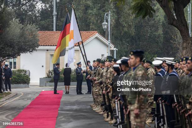 Nikos Christodoulides is waiting for Frank-Walter Steinmeier in Nicosia, Cyprus, on February 12, 2024. The President of Germany is visiting Cyprus,...