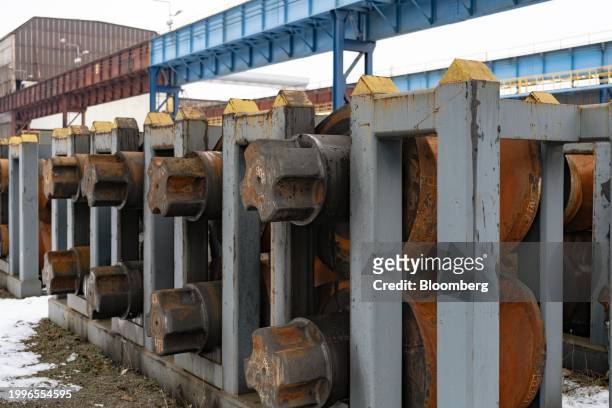 Old equipment in a yard at the closed Vallourec SACA pipe plant in Düsseldorf, Germany, on Friday, Jan. 19, 2023. In some cases, Germany's industrial...