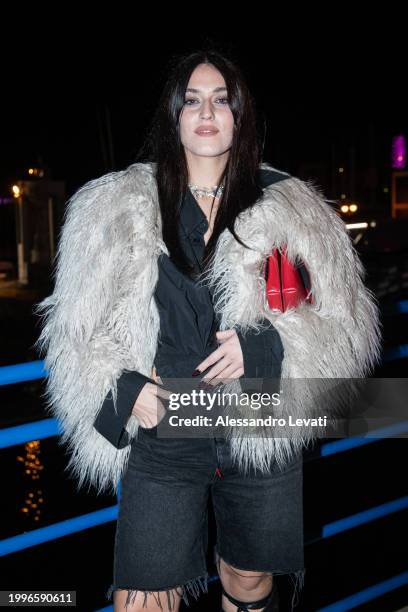 Gaia Gozzi is seen during the 74th Sanremo Music Festival 2024 on February 09, 2024 in Sanremo, Italy.