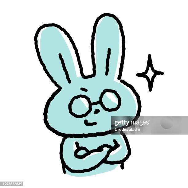stockillustraties, clipart, cartoons en iconen met cute rabbit line drawing: confidence - naughty in class