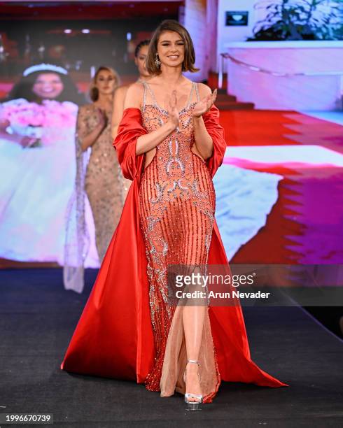 Models celebrate during the finale for the Glaudi fashion show at New York Fashion Week Fall 2024 powered by Art Hearts Fashion at The Angel Orensanz...