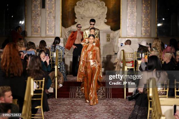 Models walk the runway during the Christian Siriano Fall/Winter 2024 Fashion Show at The Plaza Hotel on February 08, 2024 in New York City.