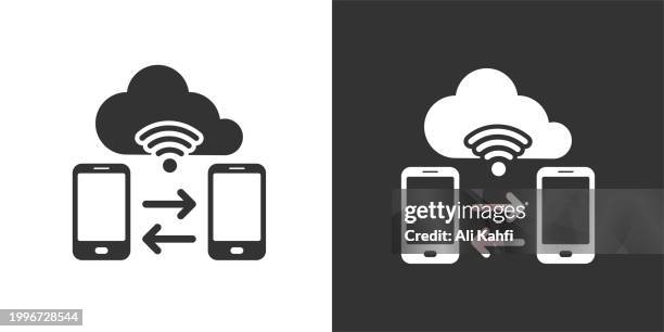 cloud data transfer icon. solid icon that can be applied anywhere, simple, pixel perfect and modern style - host stock illustrations
