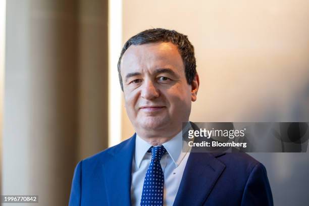 Albin Kurti, Kosovo's prime minister, following a Bloomberg Television interview in London, UK, on Monday, Feb. 12, 2024. Kurti stood by new...