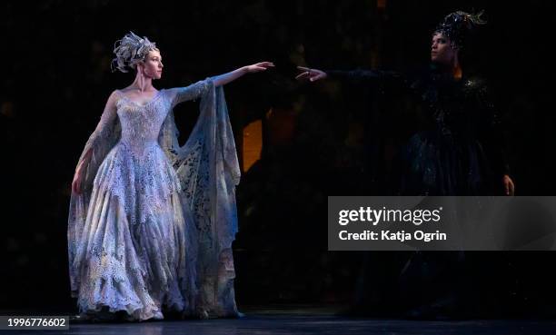 Dancers perform during the photocall for Birmingham Royal Ballet's "The Sleeping Beauty" at The Mayflower Theatre on February 8, 2024 in Southampton,...