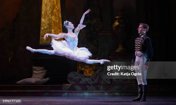 Dancers perform during the photocall for Birmingham Royal Ballet's "The Sleeping Beauty" at The Mayflower Theatre on February 8, 2024 in Southampton,...