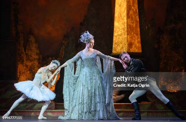Dancers perform during the photocall for Birmingham Royal Ballet's "The Sleeping Beauty" at The Mayflower Theatre on February 8, 2024 in Southampton,...