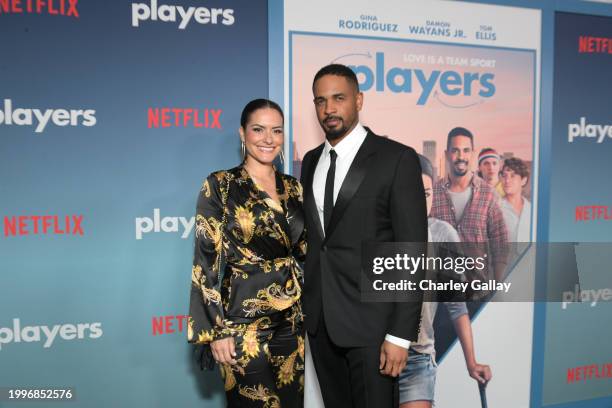 Damon Wayans Jr. And Samara Saraiva attend the Players Los Angeles Premiere | Netflix at The Egyptian Theatre Hollywood on February 08, 2024 in Los...