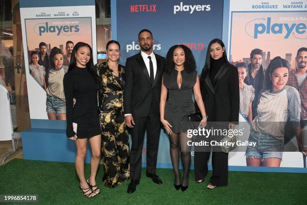 Aniya Wayans, Samara Saraiva, Amara Wayans, Berlyn Wayans attend the Players Los Angeles Premiere | Netflix at The Egyptian Theatre Hollywood on...