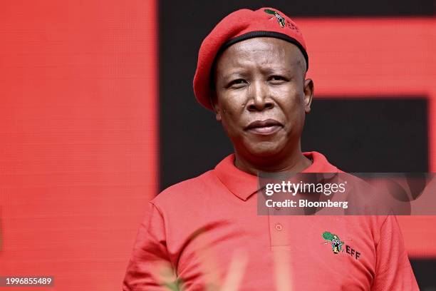 Julius Malema, leader of the Economic Freedom Fighters , during the Economic Freedom Fighters party manifesto launch in Durban, South Africa, on...