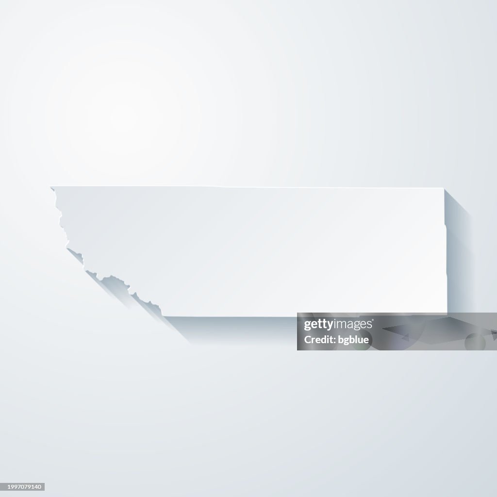 Sheridan County, Wyoming. Map with paper cut effect on blank background