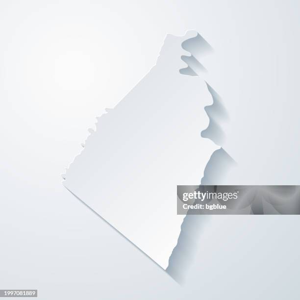 jefferson county, west virginia. map with paper cut effect on blank background - charles town west virginia stock illustrations