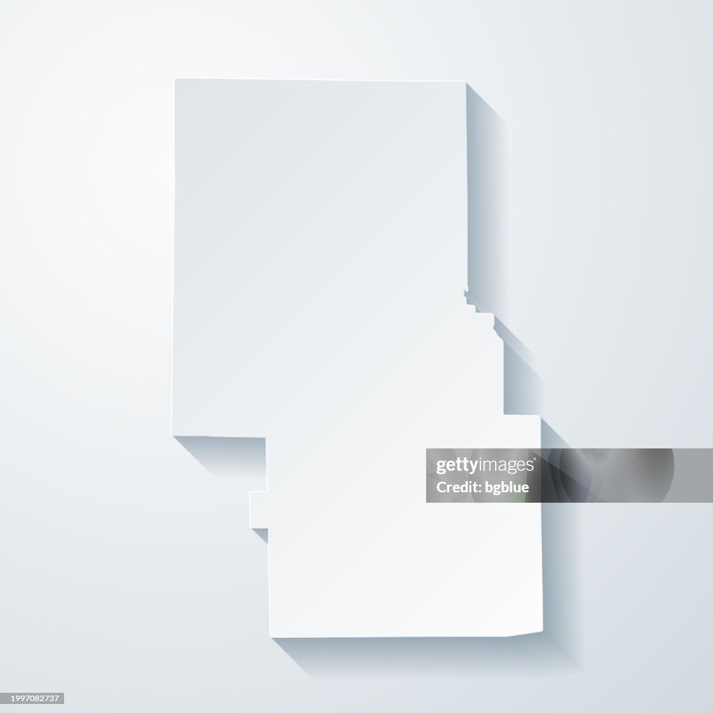 Richland County, Ohio. Map with paper cut effect on blank background