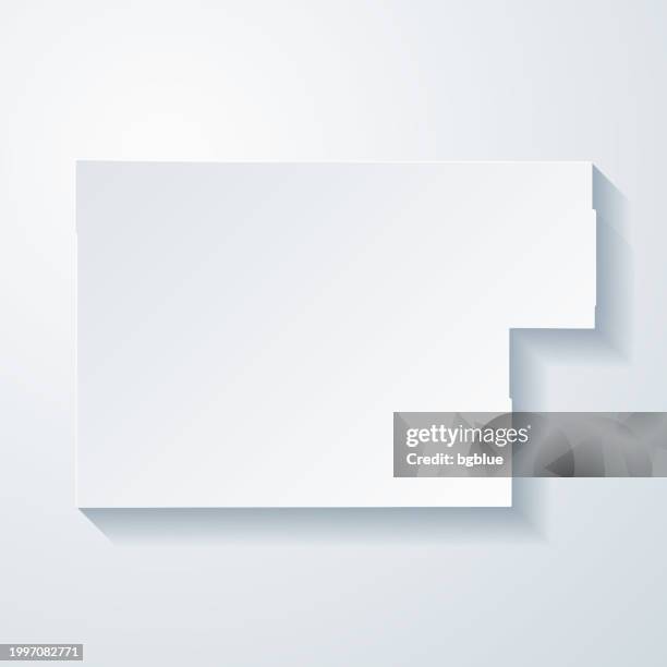 sweetwater county, wyoming. map with paper cut effect on blank background - green river wyoming stock illustrations