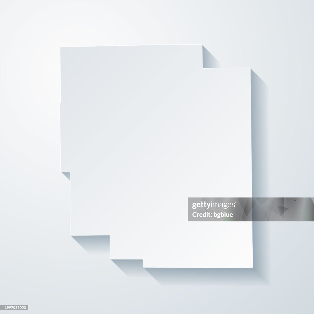 Logan County, Illinois. Map with paper cut effect on blank background