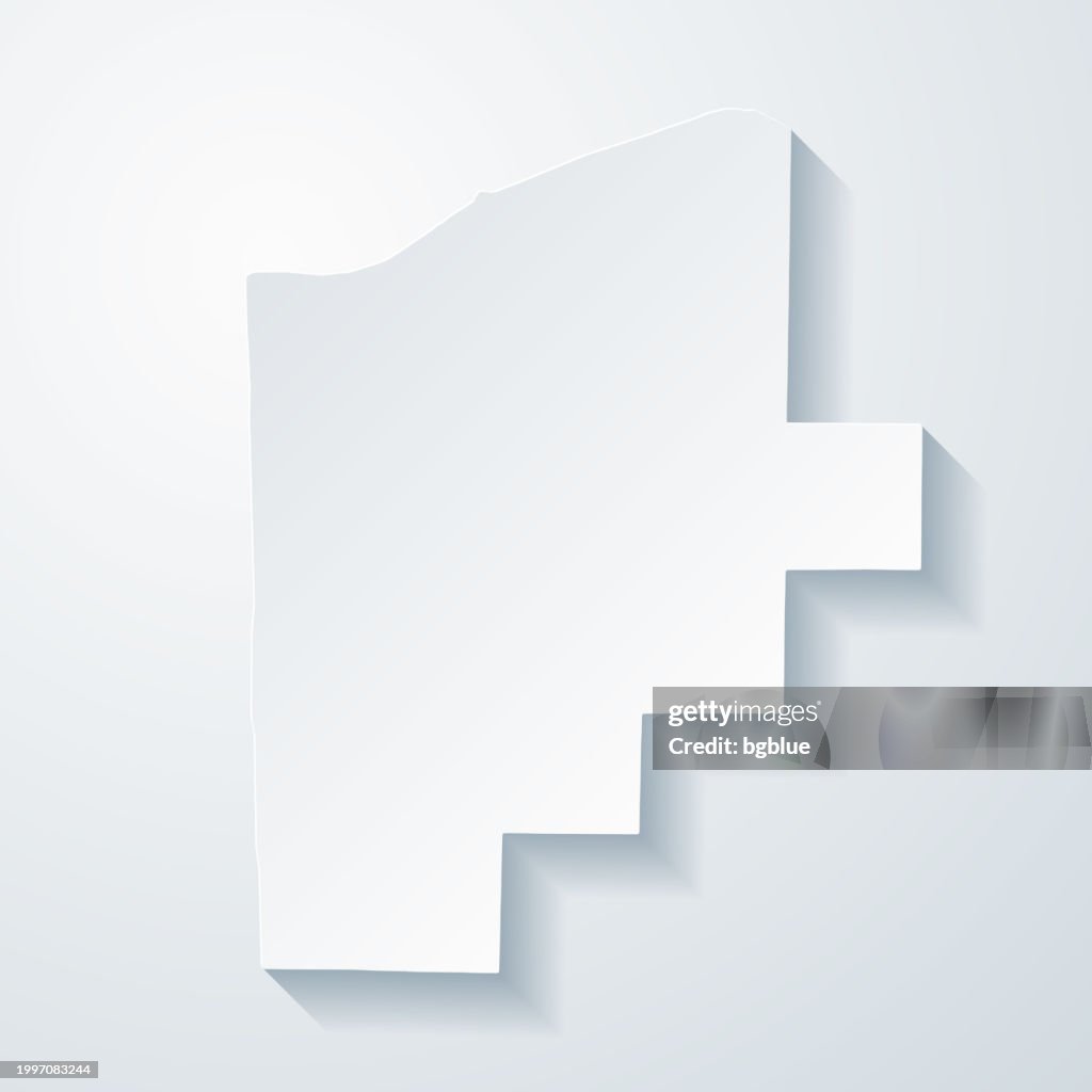 Lorain County, Ohio. Map with paper cut effect on blank background