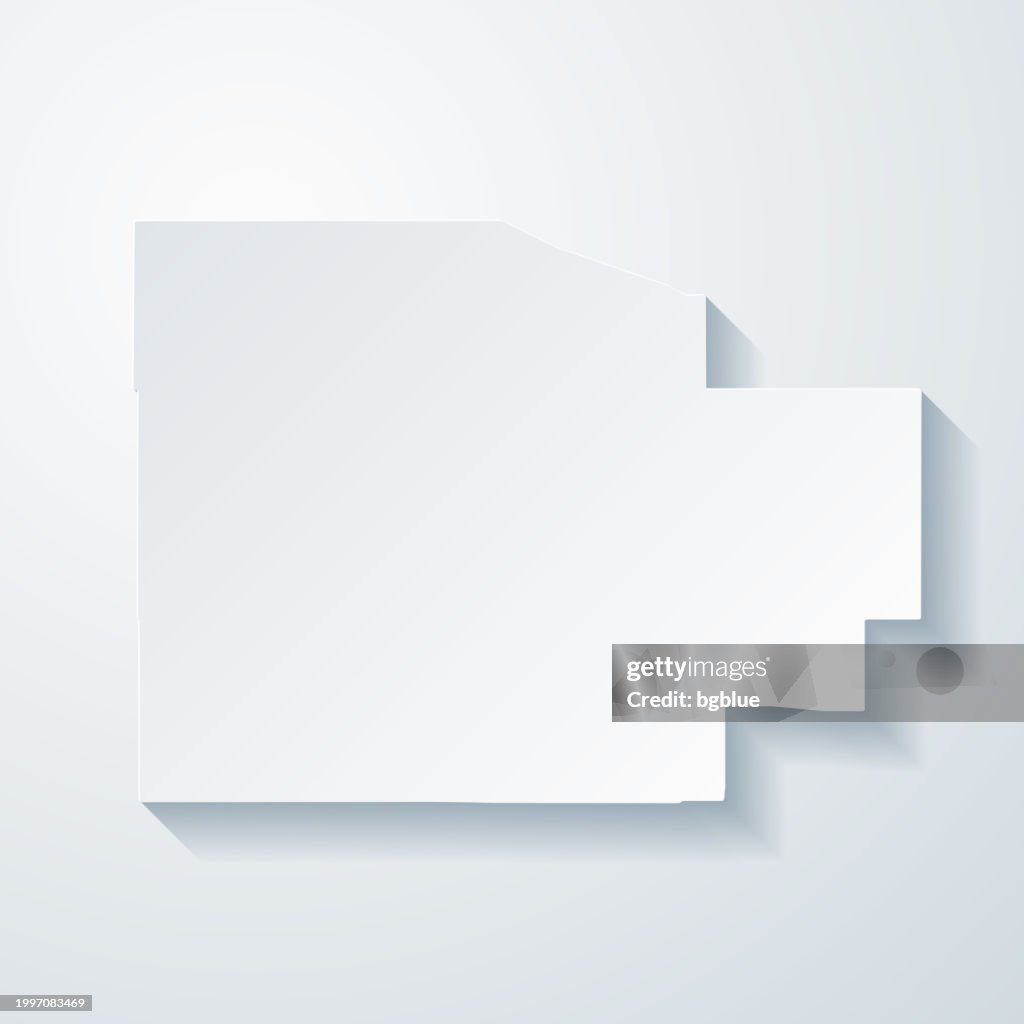 Socorro County, New Mexico. Map with paper cut effect on blank background