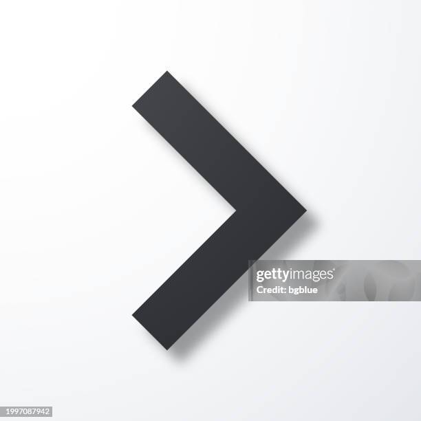 chevron right. icon with shadow on white background - greater than sign stock illustrations