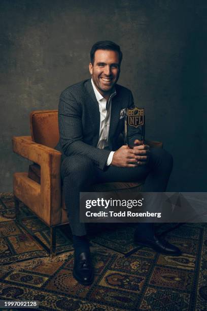 Joe Flacco of the Cleveland Browns poses for a portrait after winning Comeback Player of the Year at the 13th Annual NFL Honors on February 8, 2024...