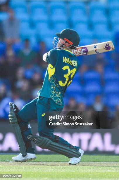 David Warner of Australia batsduring game one of the Men's T20 International series between Australia and West Indies at Blundstone Arena on February...