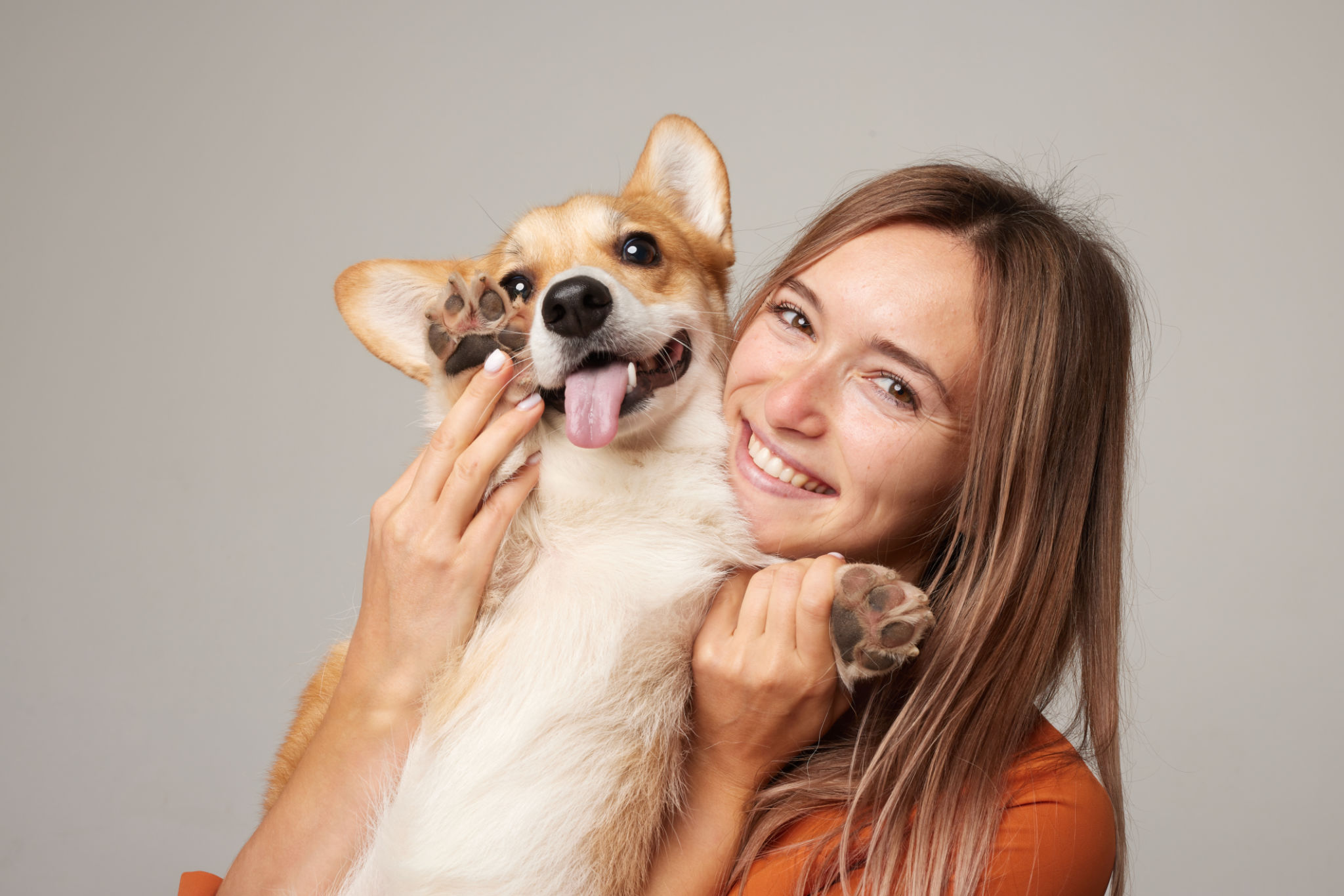 happy dog owner