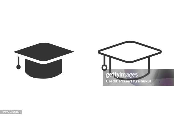 line education icons. mortarboard - university icon stock pictures, royalty-free photos & images