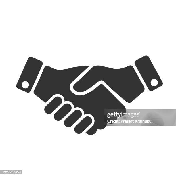 business handshake or contract contract line vector icon - success vector stock pictures, royalty-free photos & images