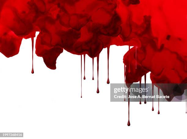 splash of a drop of blood dripping on a white canvas. - period blood foto e immagini stock