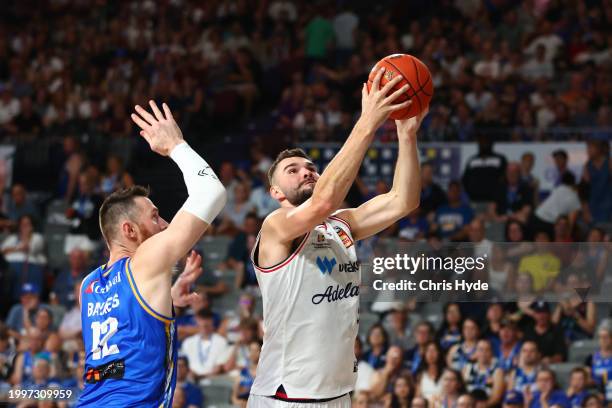 Isaac Humphries of the 36ers in action during the round 19 NBL match between Brisbane Bullets and Adelaide 36ers at Nissan Arena, on February 09 in...