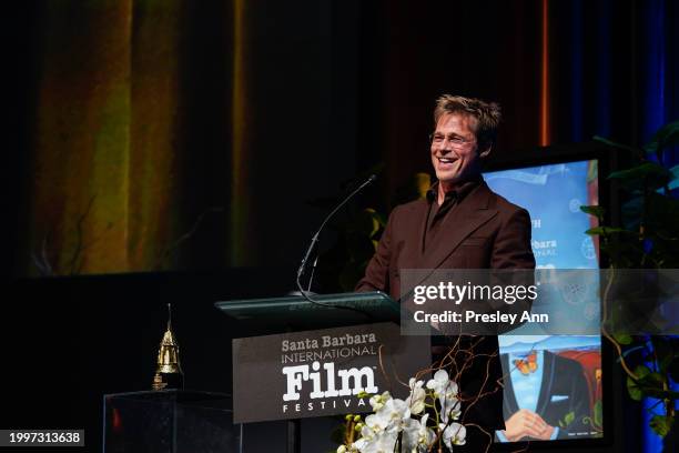 Brad Pitt attends DAOU Vineyards At SBIFF's Outstanding Performer Of The Year Award Honoring Bradley Cooper at The Arlington Theatre on February 08,...