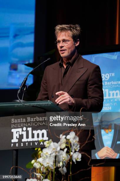 Brad Pitt attends DAOU Vineyards At SBIFF's Outstanding Performer Of The Year Award Honoring Bradley Cooper at The Arlington Theatre on February 08,...
