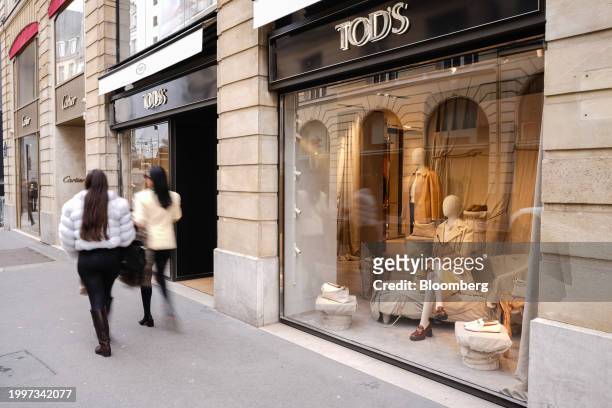 Tod's SpA luxury boutique in central Paris, France, on Monday, Feb. 12, 2024. The founding family of Tod's is teaming up with buyout firm L...