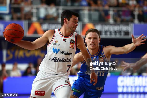 Jason Cadee of the 36ers shoots during the round 19 NBL match between Brisbane Bullets and Adelaide 36ers at Nissan Arena, on February 09 in...