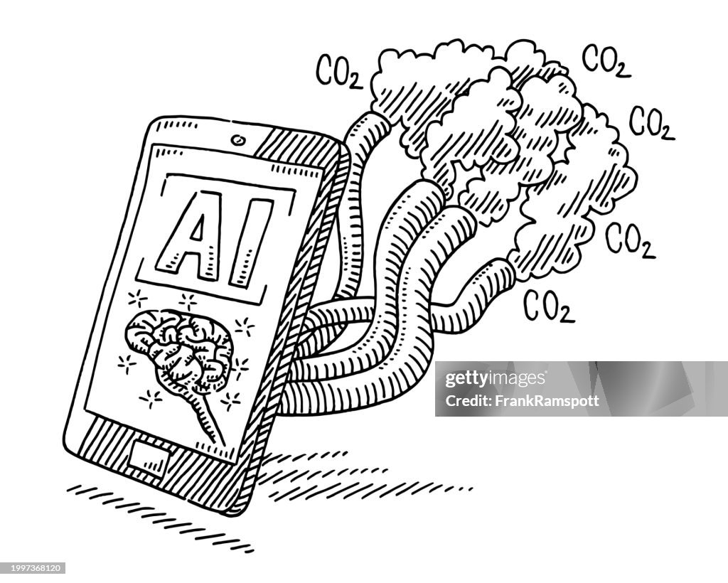 AI Technology Carbon Emissions Problem Drawing