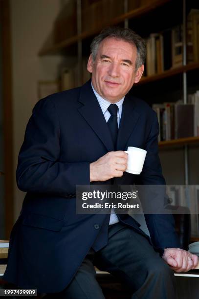 Portrait de François Bayrou, homme politique français, chez lui à Bordères, dans le sud-ouest de la France, le 5 mars 2011.