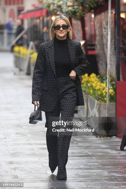 Ashley Roberts leaving Heart Breakfast Radio Studios on February 09, 2024 in London, England.