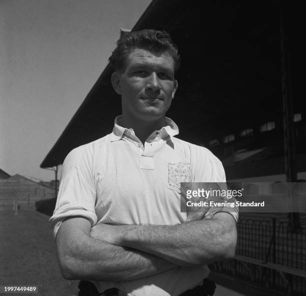 Fulham Football Club defender Derek Lampe at Craven Cottage, London, August 14th 1956.