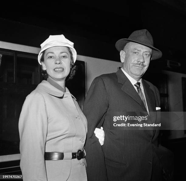 American author John Steinbeck with his wife, actress Elaine Anderson Steinbeck in London, June 12th 1957.