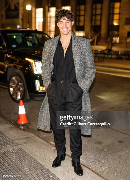 Noah Beck is seen arriving to the YSL Beauty Candy Shoppe during New York Fashion Week on February 08, 2024 in New York City.