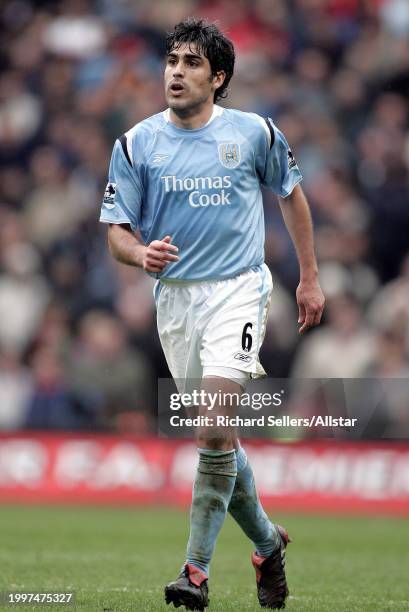 April 9: Claudio Reyna of Manchester City running during the Premier League match between Manchester City and Liverpool at Sportcity on April 9, 2005...