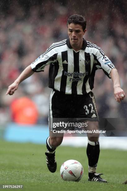 April 17: Laurent Robert of Newcastle United on the ball during the FA Cup Semi-final match between Manchester United and Newcastle United at...