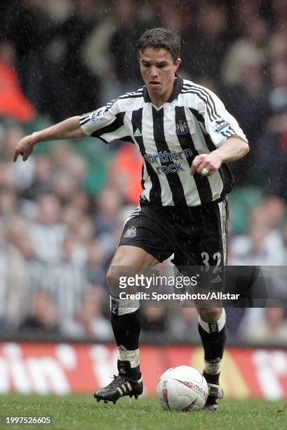 April 17: Laurent Robert of Newcastle United on the ball during the FA Cup Semi-final match between Manchester United and Newcastle United at...