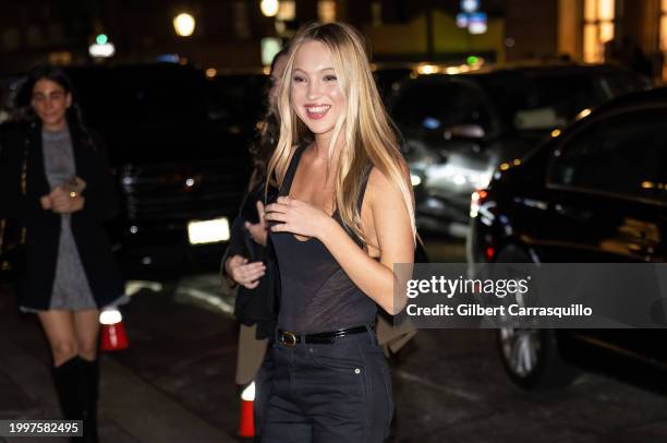 Lila Moss is seen arriving to the YSL Beauty Candy Shoppe during New York Fashion Week on February 08, 2024 in New York City.